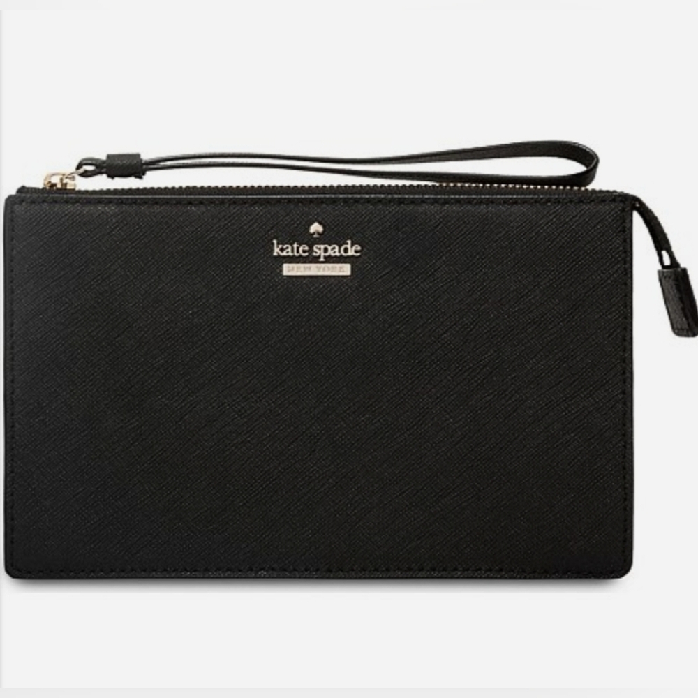 NWOT Kate Spade Leila Black Leather Wristlet Wallet